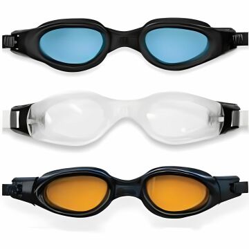 Intex Piscine 55692 - 1 paire de lunettes de natation Pro Master, verres antibuée et anti-UV, matériau hypoallergénique, couleurs assorties