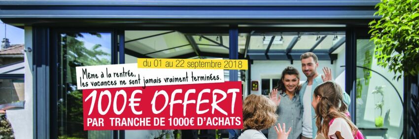 Akena Verandas : 100€ offerts tous les 1000€ d'achat&nbsp;&nbsp;