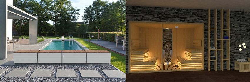 Banc Zen'It et sauna Miramonte, par Astralpool&nbsp;&nbsp;