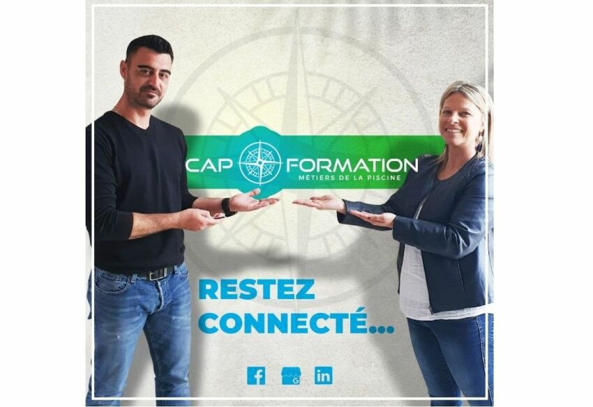 Benjamin Vie et Aurélie Roussel présentent le logo de Cap Formation&nbsp;&nbsp;