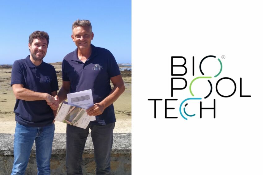 Biopooltech étend son réseau en Bretagne, avec un nouveau franchisé à Morlaix (de gauche à droite : Cyril Allain et Jérôme Viala)&nbsp;&nbsp;