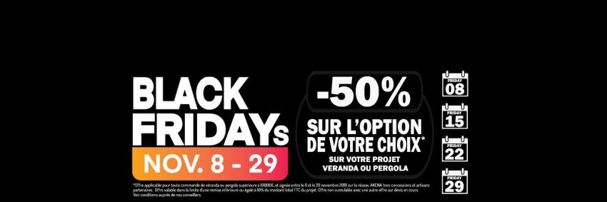 Black Fridays Akena Vérandas : -50% sur l’option de votre choix&nbsp;&nbsp;