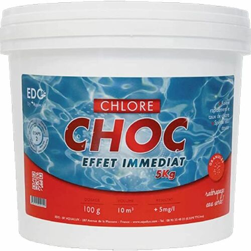 Chlore Choc Piscine - Granulés - Seau 5 kg - Chlore Rapide Effet Immediat - EDG