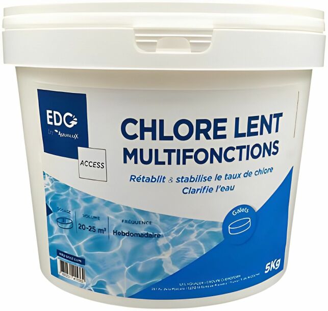 EDG Chlore Piscine Multifonctions - Galet 200g - Seau 5 Kg