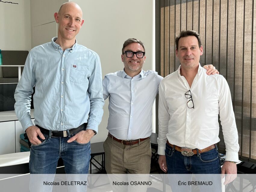 (de gauche à droite) Nicolas Deletraz, Nicolas Osanno et Eric Brémaud, dirigeants de NextPool et PBK&nbsp;&nbsp;