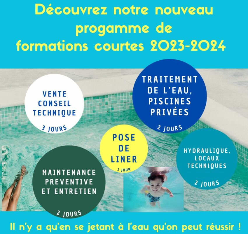 Ecole des Métiers de la Piscine de Rignac : calendrier des formations courtes 2023-2024
&nbsp;&nbsp;