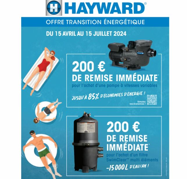 Hayward : Offre Transition Énergétique 2024 sur les pompes pour piscine à vitesse variable et filtres à éléments