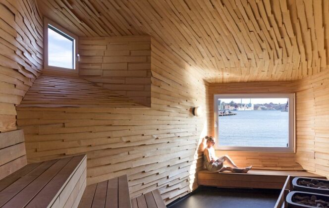 L'intérieur du Sauna © De Zeen - Raumlabor