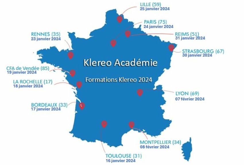 Klereo Académie 2024 : formation piscine dans 11 villes de France&nbsp;&nbsp;