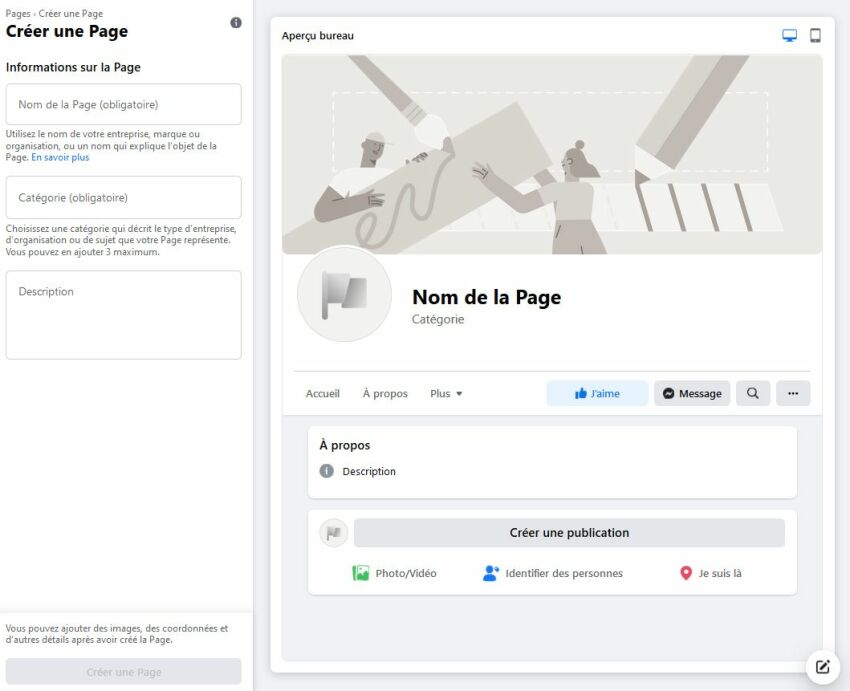 La création de votre page Facebook&nbsp;&nbsp;