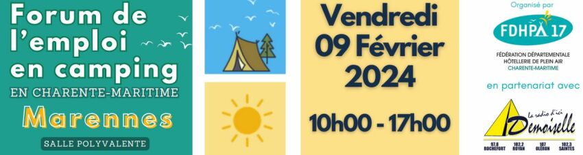 Forum de l'emploi en camping 2024 : le 9 février à Marennes-Hiers-Brouage (17)&nbsp;&nbsp;