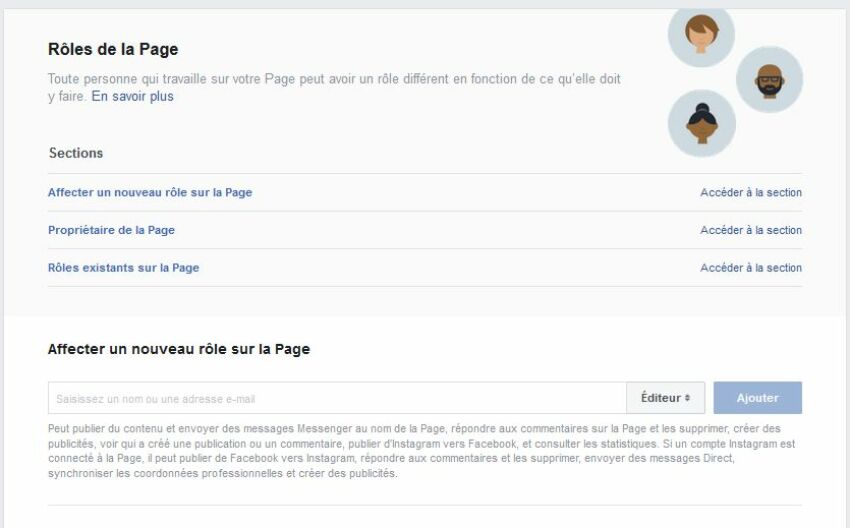 Les rôles de votre page 