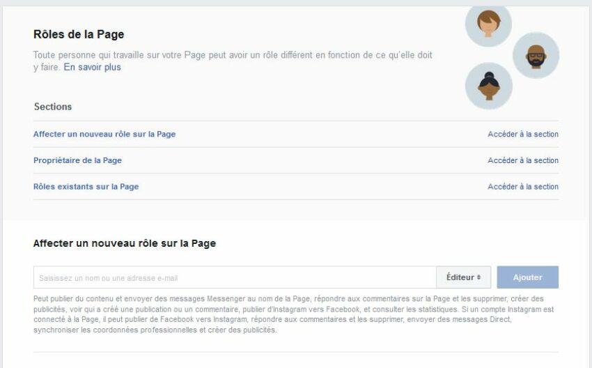 Les rôles de votre page&nbsp;&nbsp;