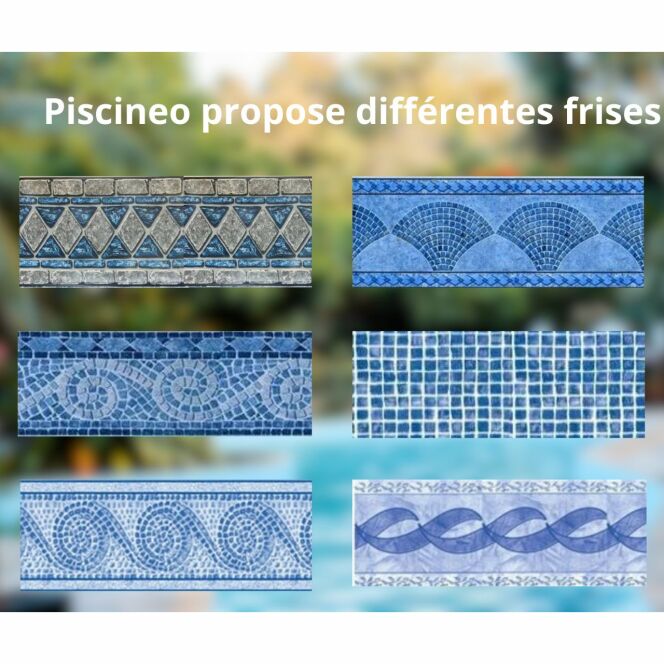 Liner Piscine 75/100 Bleu foncé frise Carthage  © Piscineo