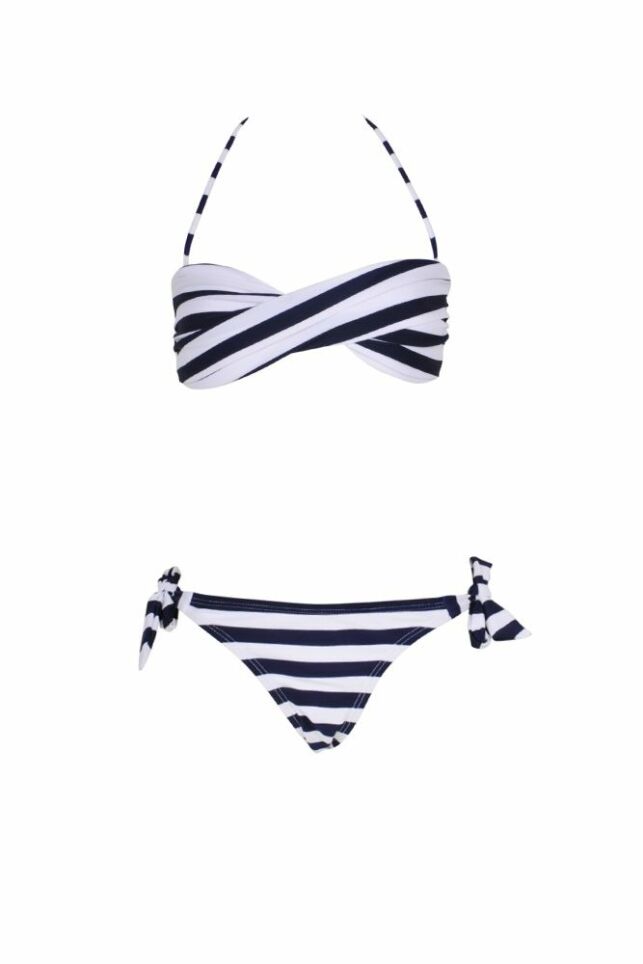 Mini Twist Bikini Rayé Bleu Marine 
