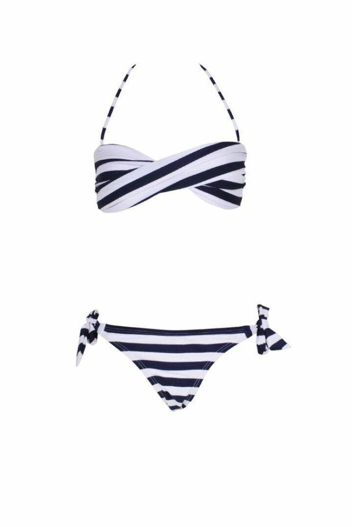 Mini Twist Bikini Rayé Bleu Marine Mini Twist Bikini Rayé Bleu Marine