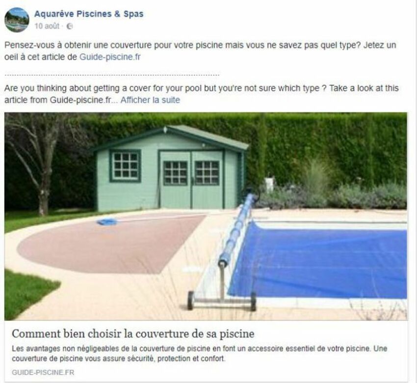 Partage d'un article sur la piscine&nbsp;&nbsp;