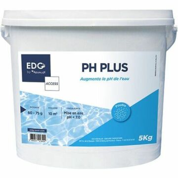 Ph Plus Piscine EDG - Augmente le pH - Améliore le Confort de Baignade et la Qualité de l'Eau - Haute Concentration - Poudre - Seau 5 kg - Gamme Traitement