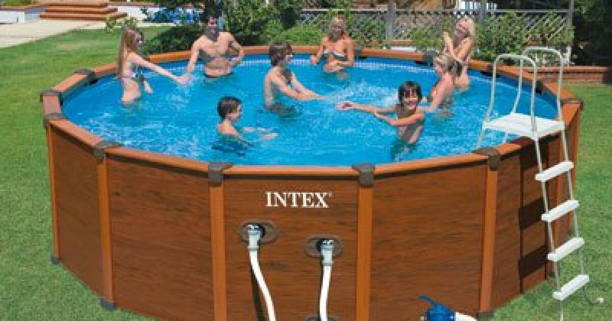 piscine acier aspect bois intex