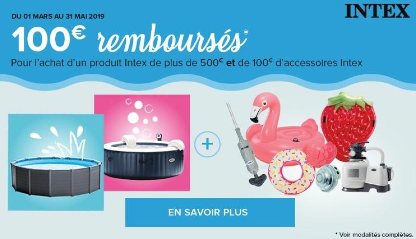 Piscineco.fr : 100€ rembousés sur les produits Intex
&nbsp;&nbsp;