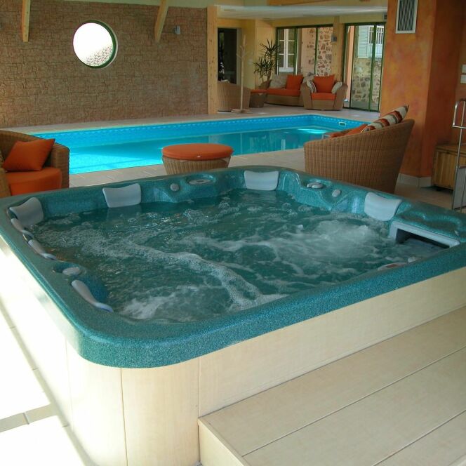 Soigneusement aménagée, cette pièce comporte une piscine et un spa, de quoi profiter de tous les bienfaits de l'eau © L'Esprit piscine
