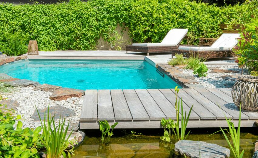 Un jardin avec mini-piscine au inspirations asiatiques, au cœur de l'Alsace&nbsp;&nbsp;
