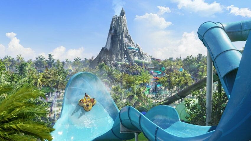 Un toboggan de Volcano Bay 