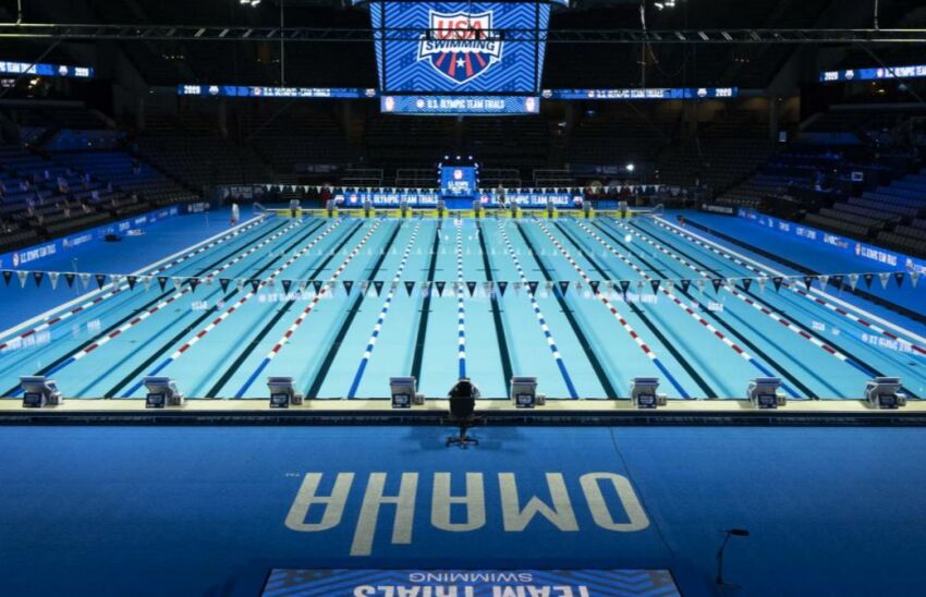 Une piscine olympiques, construite par Myrtha Pools pour les US Olympic Team Trials à Omaha&nbsp;&nbsp;